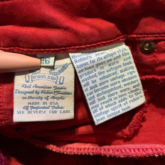 Used red Robin’s Jeans with crystals. Size 26 - Picture 2 of 4